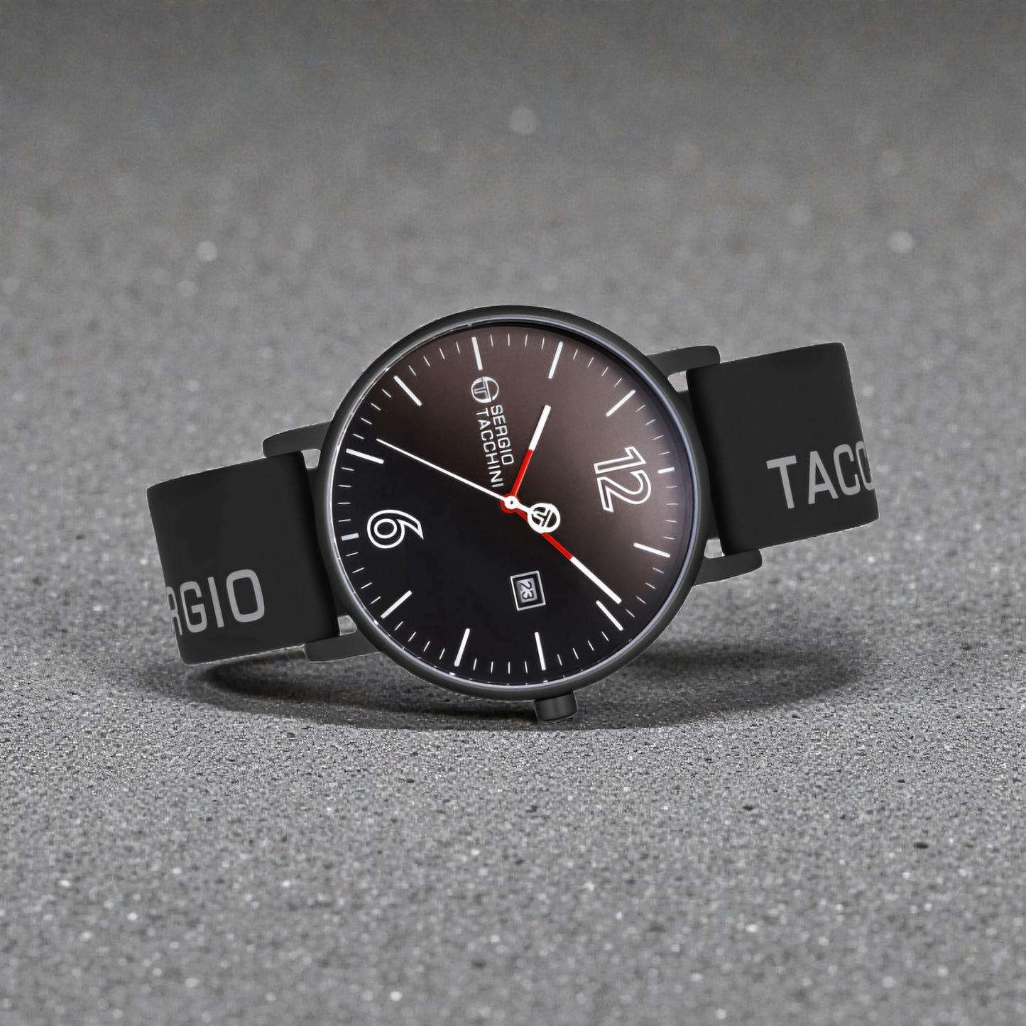 Ceas Sport pentru Bărbați, Design Rotund din Aluminiu cu Cadran Bicolor și Curea din Silicon