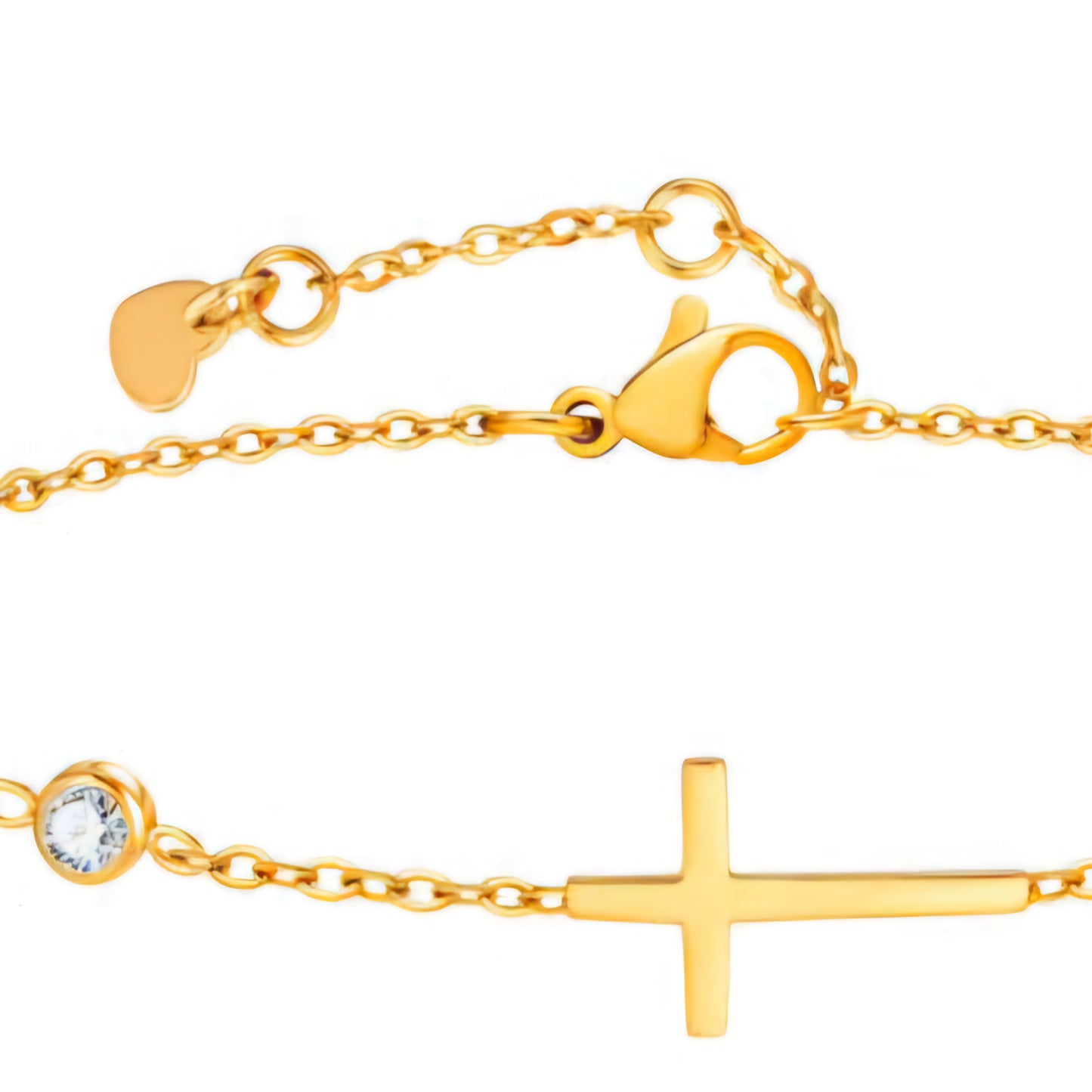 Brățară de Damă Thia Jewelry S.Steel, Design Extra-Fin Auriu (1 mm) cu Zirconii Strălucitoare