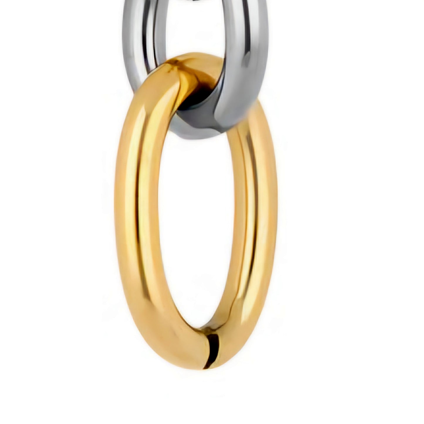 Cercei Damă din Oțel Inoxidabil, Design Bicolor cu Zale Ovale