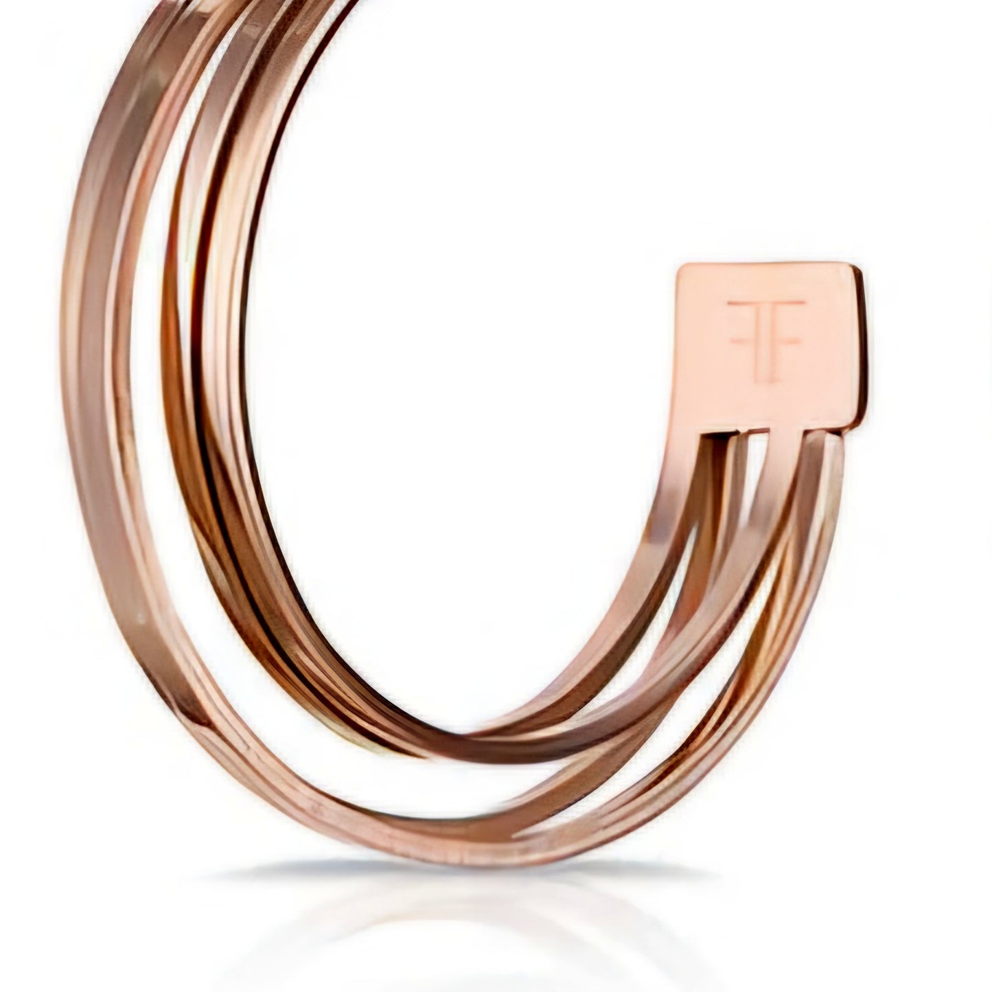 Cercei Damă din Oțel Inoxidabil, Design cu Benzi Suprapuse, Finisaj Auriu Rose