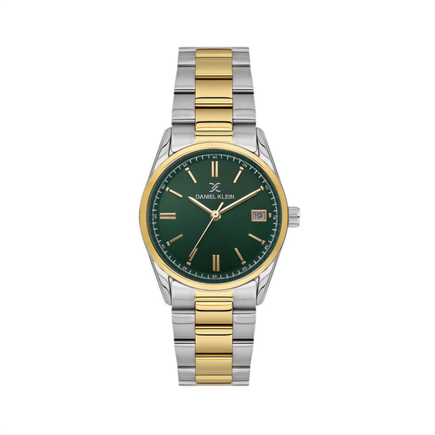 Ceas Clasic de Damă Daniel Klein Premium, Brățară Bicoloră și Cadran Verde Smarald