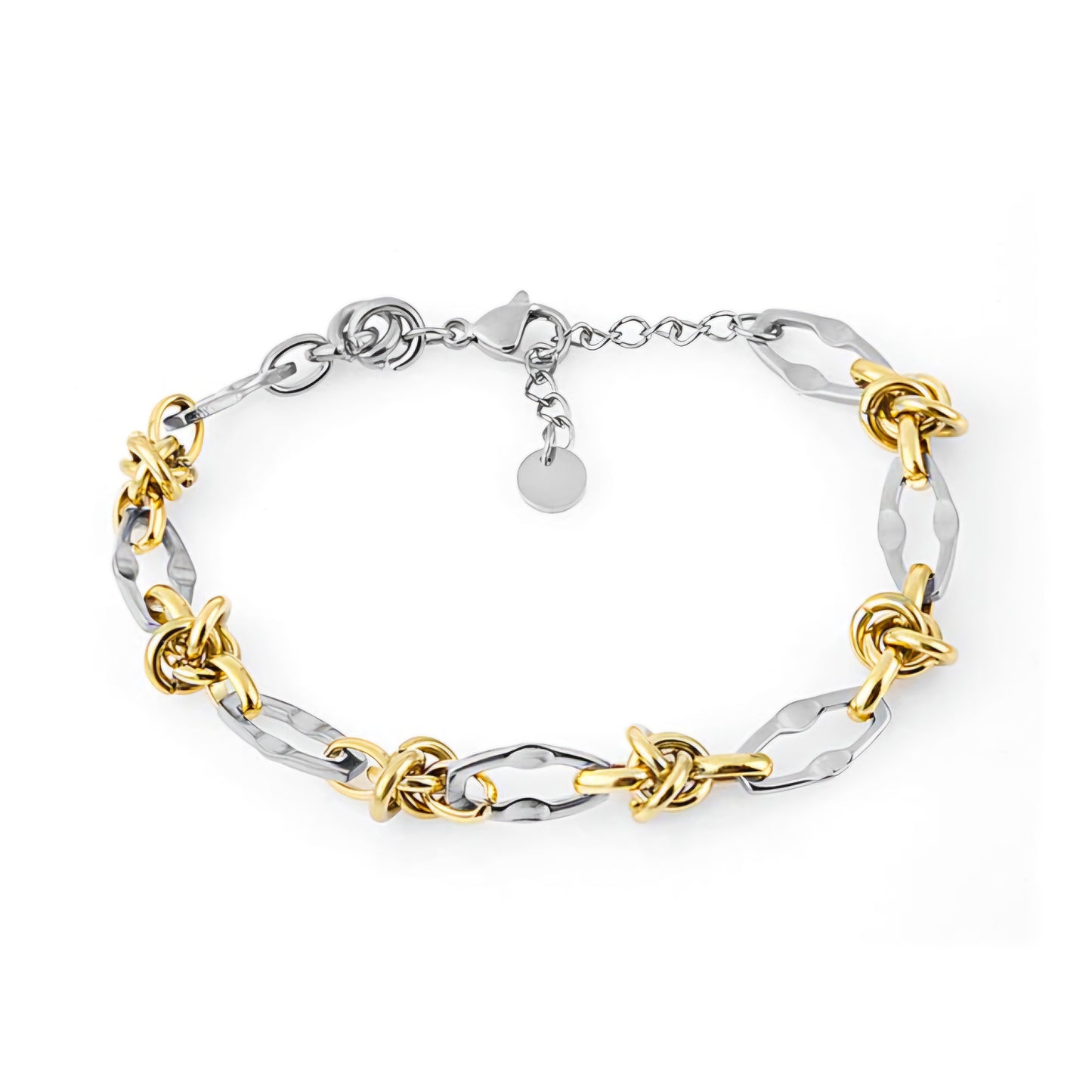 Brățară Elegantă de Damă din Oțel Inoxidabil, Design Împletit și Contrast Bicolor