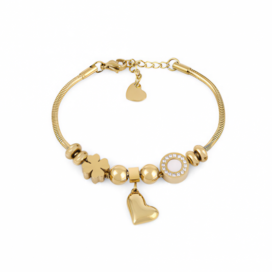 Brățară Damă din Oțel Inoxidabil, Design Romantic cu Talisman Inimă