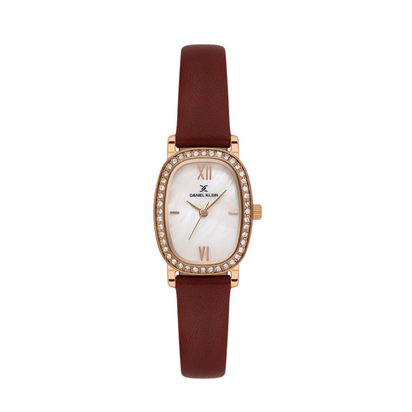 Ceas de Damă Daniel Klein Premium, Design Oval cu Cristale și Curea din Piele Fină