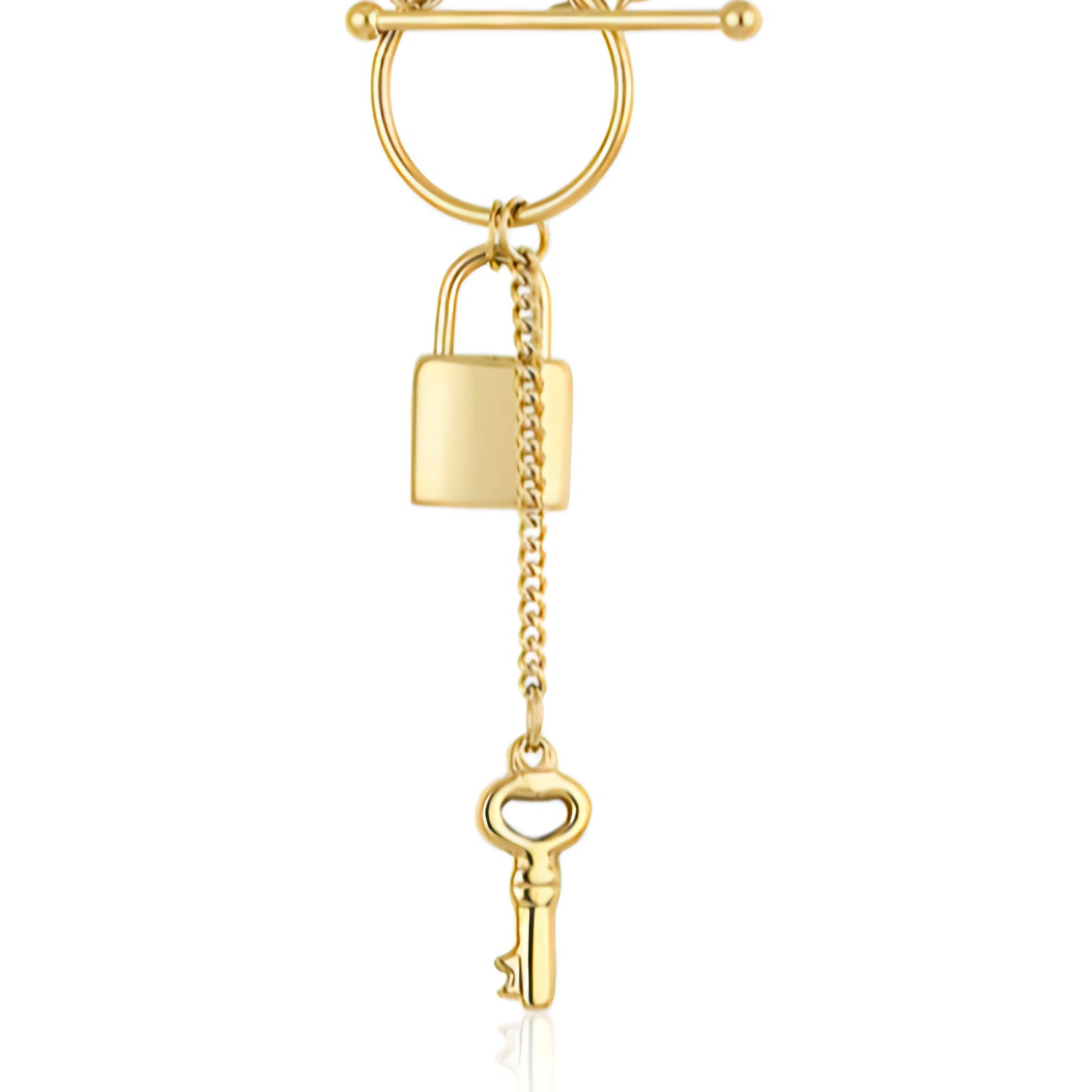Colier Daniel Klein Statement Auriu, cu Pandantive Simbolice Lacăt și Cheie