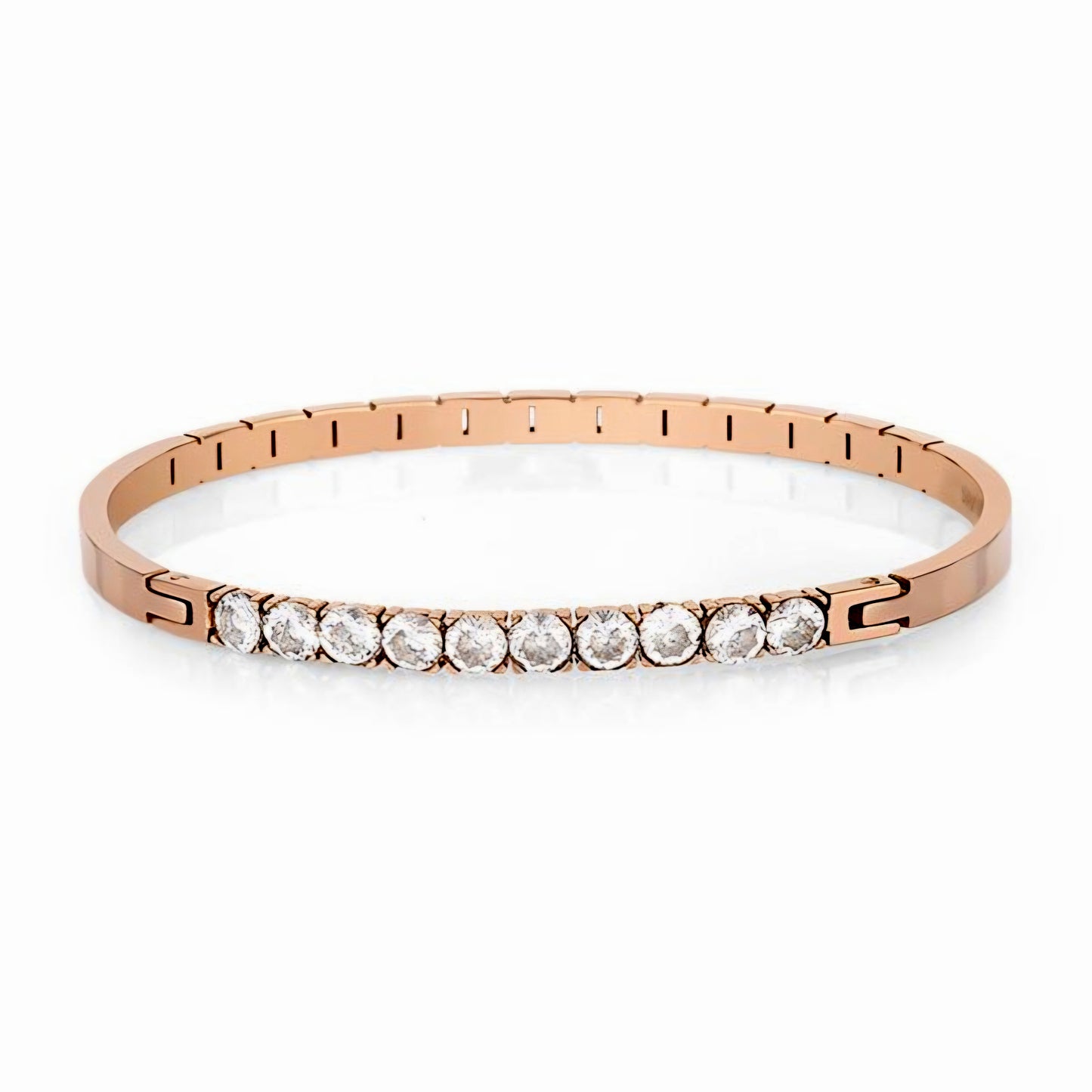 Brățară de Damă din Oțel Inoxidabil, Design Auriu Rose cu Zirconii Strălucitoare