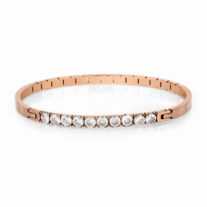 Brățară de Damă din Oțel Inoxidabil, Design Auriu Rose cu Zirconii Strălucitoare