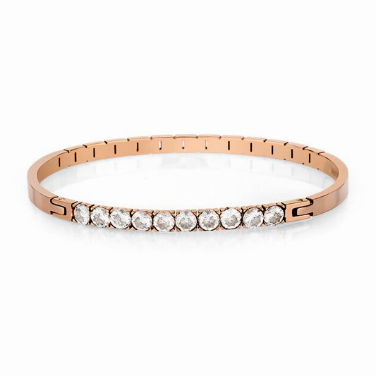 Brățară de Damă din Oțel Inoxidabil, Design Auriu Rose cu Zirconii Strălucitoare