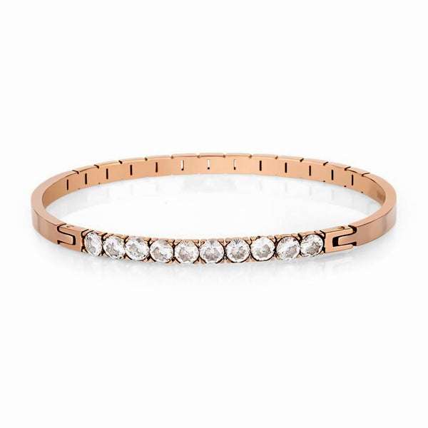 Brățară de Damă din Oțel Inoxidabil, Design Auriu Rose cu Zirconii Strălucitoare