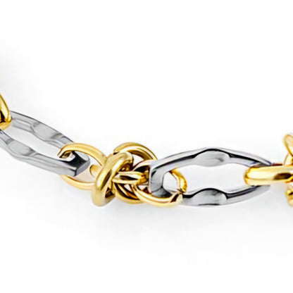 Brățară Elegantă de Damă din Oțel Inoxidabil, Design Împletit și Contrast Bicolor