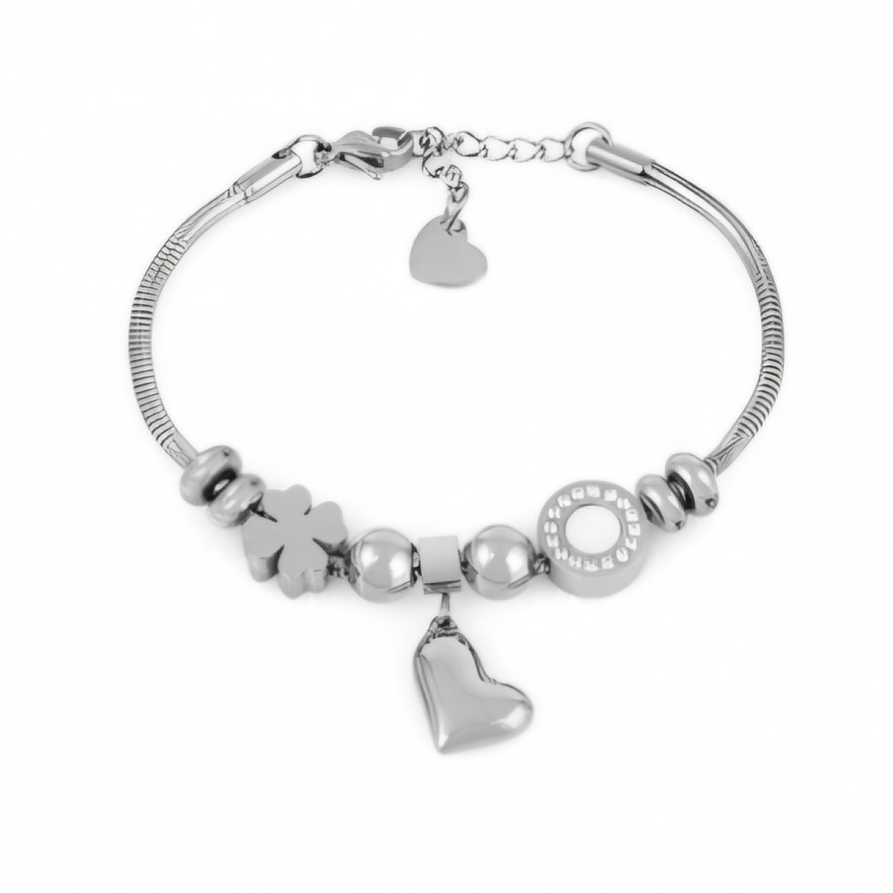 Brățară Damă din Oțel Inoxidabil, Design Romantic cu Talisman Inimă