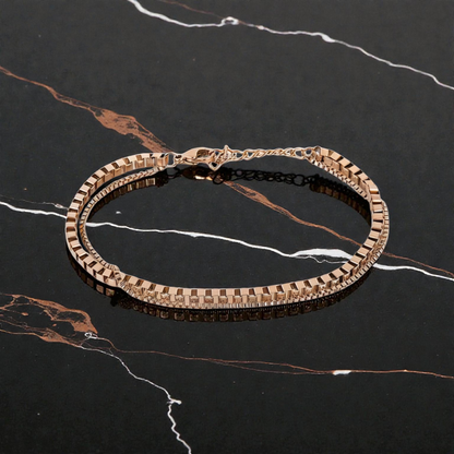 Brățară de Damă din Oțel Inoxidabil, Design Texturat Auriu Rose