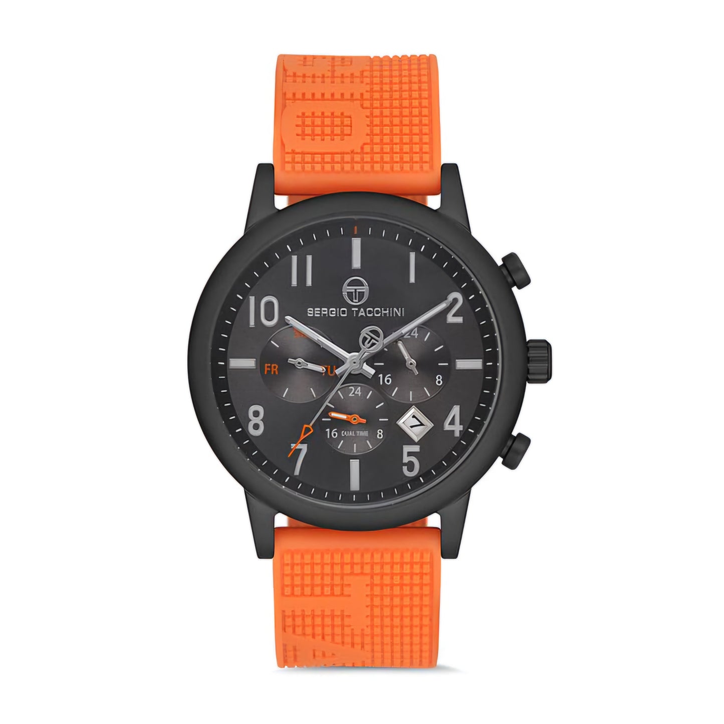 Ceas Sport pentru Bărbați, Design Rotund Negru cu Funcție Dual Time și Curea din Silicon