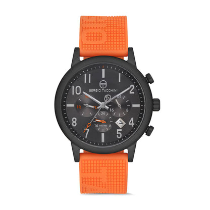 Ceas Sport pentru Bărbați, Design Rotund Negru cu Funcție Dual Time și Curea din Silicon