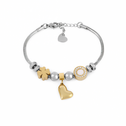 Brățară Damă din Oțel Inoxidabil, Design Romantic cu Talisman Inimă