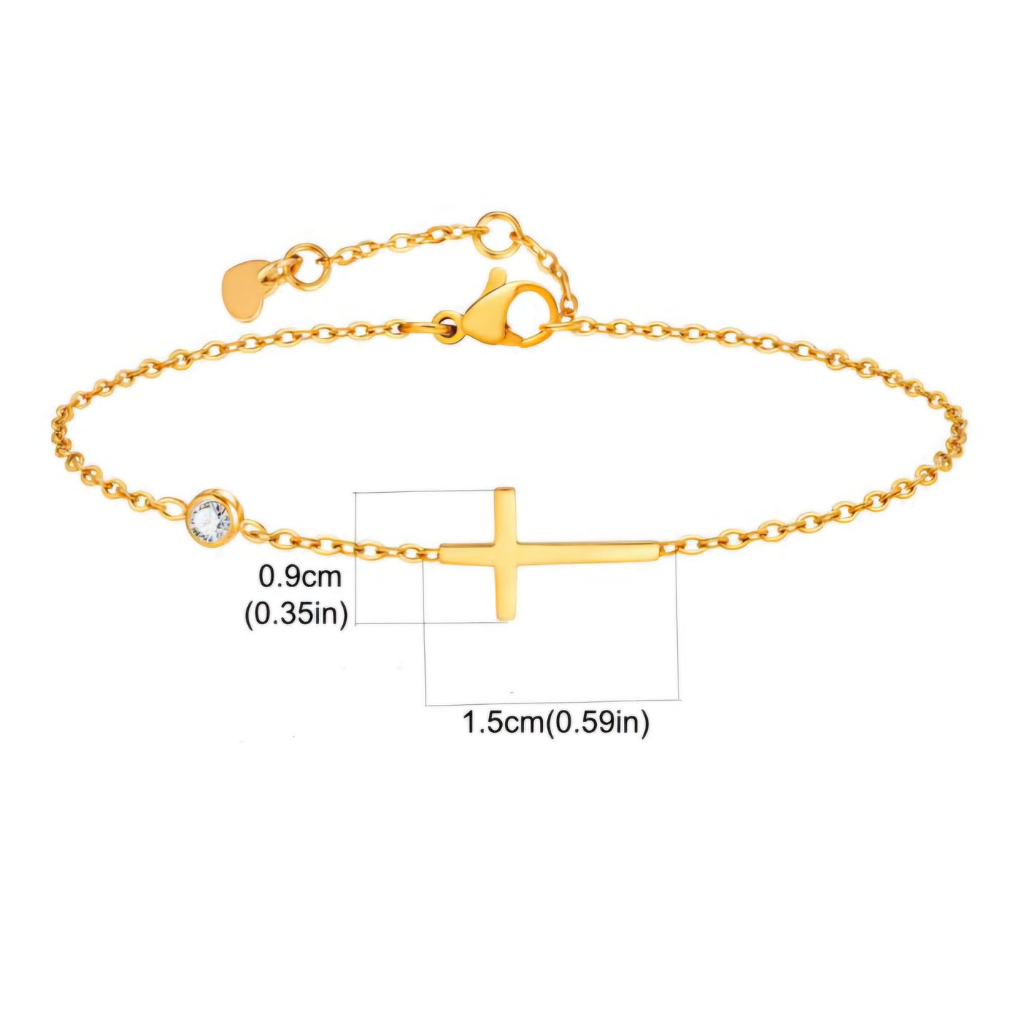 Brățară de Damă Thia Jewelry S.Steel, Design Extra-Fin Auriu (1 mm) cu Zirconii Strălucitoare