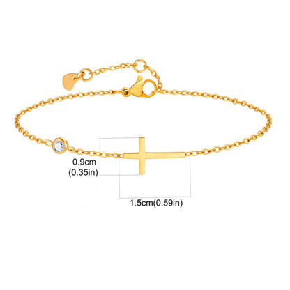 Brățară de Damă Thia Jewelry S.Steel, Design Extra-Fin Auriu (1 mm) cu Zirconii Strălucitoare