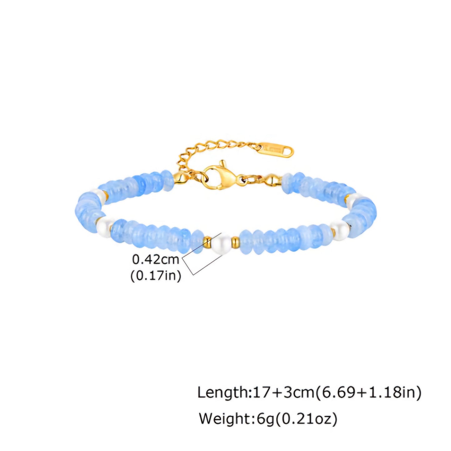 Brățară Delicată de Damă din Oțel Inoxidabil cu Mărgele Translucide și Perle