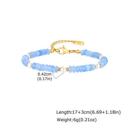 Brățară Delicată de Damă din Oțel Inoxidabil cu Mărgele Translucide și Perle