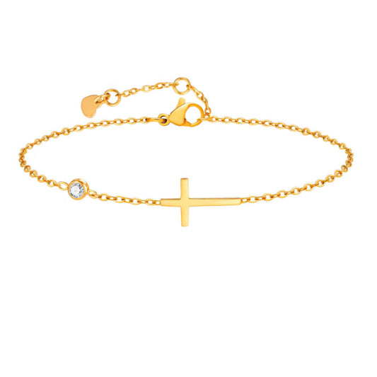 Brățară de Damă Thia Jewelry S.Steel, Design Extra-Fin Auriu (1 mm) cu Zirconii Strălucitoare