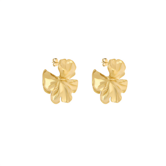 Cercei Eleganți de Damă din Oțel Inoxidabil, Design Organic placați cu Aur